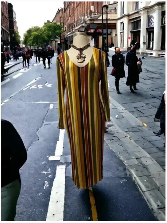 Goodtime Dresses & Skirts - ••WOW•• . GOODTIME Multiple Stripes in Fall Colors Bodycon Dress